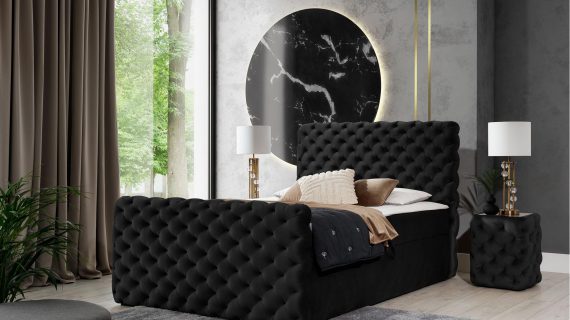 miniaturka Kontynentalne Łóżko FASCINO w Stylu Chesterfield