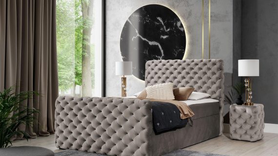 miniaturka Kontynentalne Łóżko FASCINO w Stylu Chesterfield