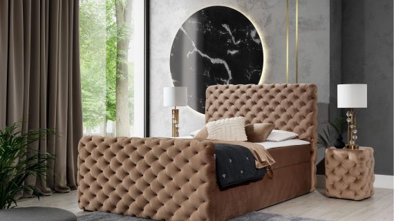 miniaturka Kontynentalne Łóżko FASCINO w Stylu Chesterfield