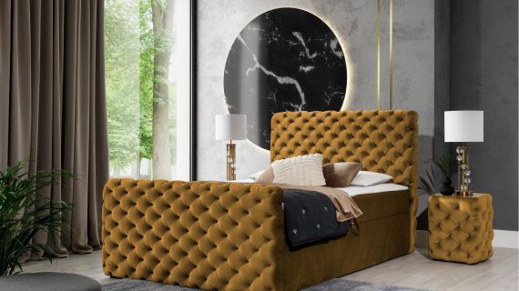 miniaturka Kontynentalne Łóżko FASCINO w Stylu Chesterfield