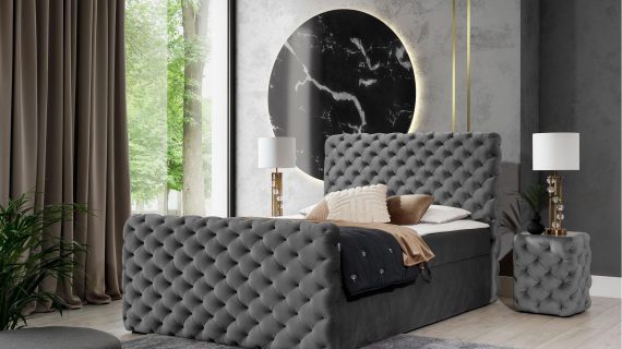 miniaturka Kontynentalne Łóżko FASCINO w Stylu Chesterfield