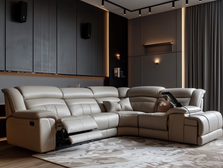 Skórzany narożnik z funkcją relaksu w luksusowym salonie