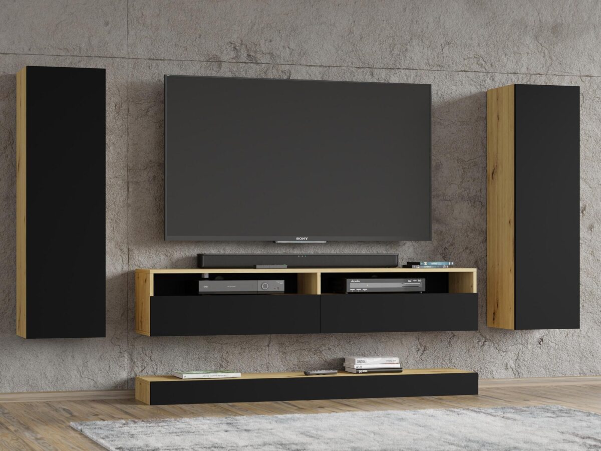 Meblościanka Elsa C Designerska Dąb Czarny Mat