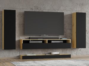 Meblościanka Elsa C Designerska Dąb Czarny Mat