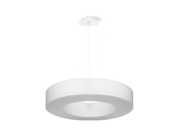 Designerska lampa wisząca biała z okrągłym środkiem