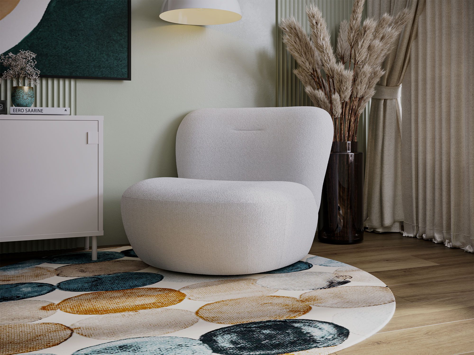 Ciemnoszary fotel owalny – designerska forma do nowoczesnego wnętrza Ciemnoszary fotel owalny – designerska forma do nowoczesnego wnętrza