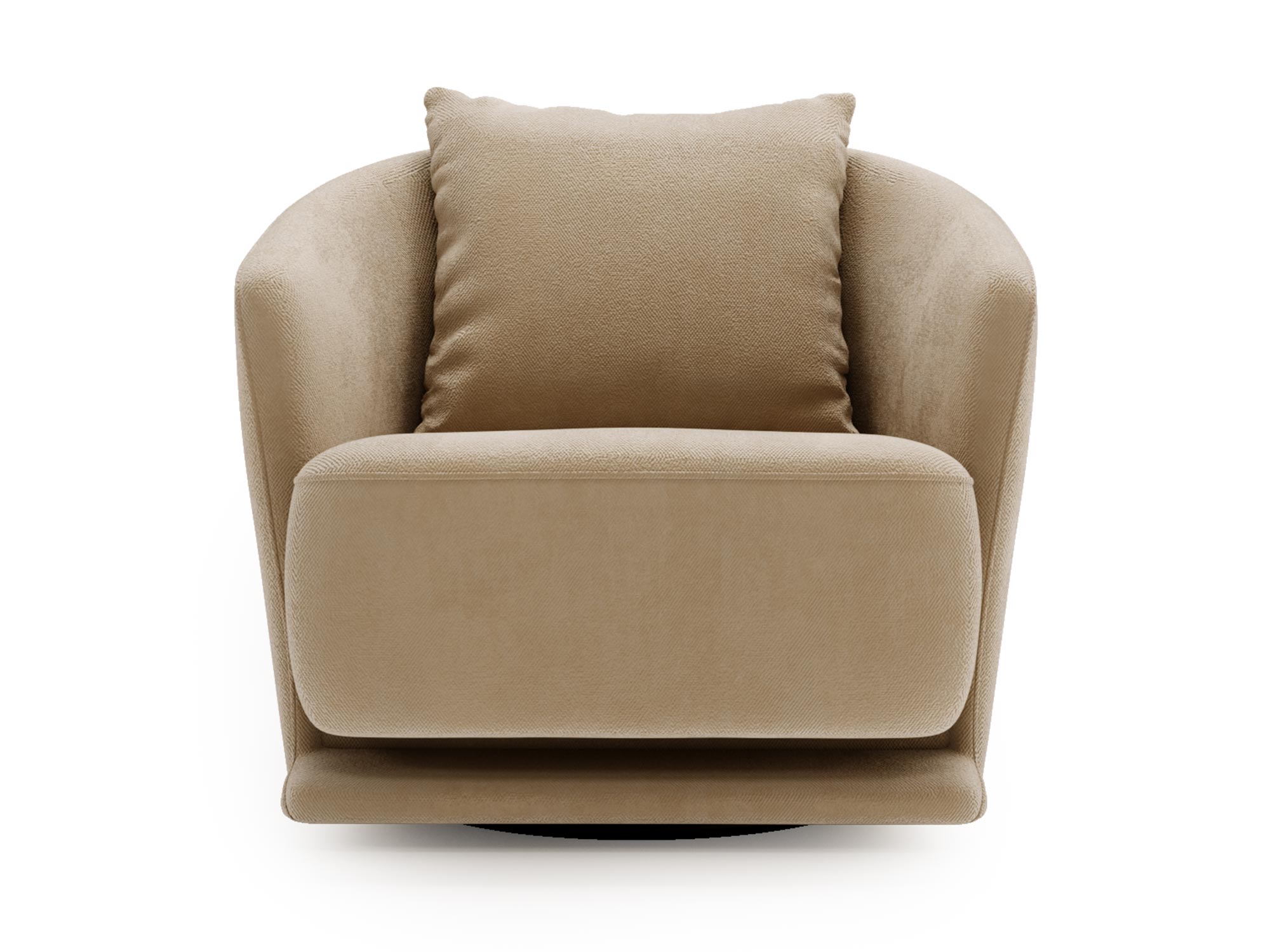 Jasnobeżowy fotel z szerokim siedziskiem i wysoką poduszką Jasnobeżowy fotel z szerokim siedziskiem i wysoką poduszką