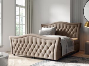 miniaturka Łóżko Tapicerowane Belmondo z Falistym Zagłówkiem