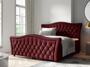 miniaturka Łóżko Tapicerowane Belmondo z Falistym Zagłówkiem