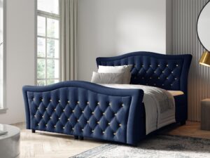 miniaturka Łóżko Tapicerowane Belmondo z Falistym Zagłówkiem