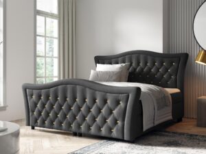 miniaturka Łóżko Tapicerowane Belmondo z Falistym Zagłówkiem