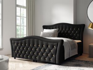 miniaturka Łóżko Tapicerowane Belmondo z Falistym Zagłówkiem