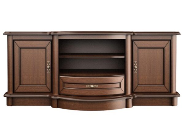 Segment RTV z szufladą, otwartą półką i drewnianym wykończeniem