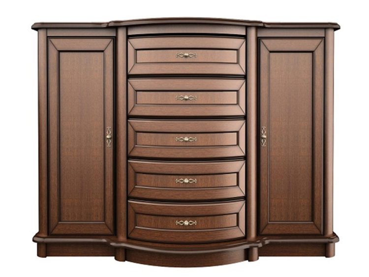 Duża klasyczna komoda z szufladami i ozdobnymi uchwytami