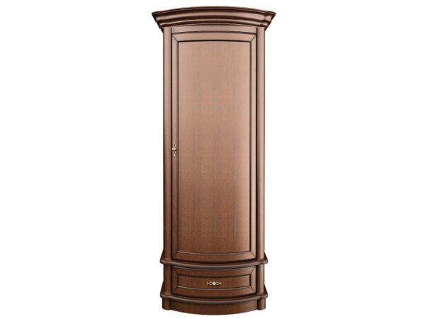 Smukła narożna szafa z zaokrąglonym frontem