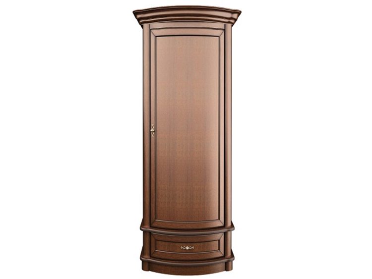 Smukła narożna szafa z zaokrąglonym frontem