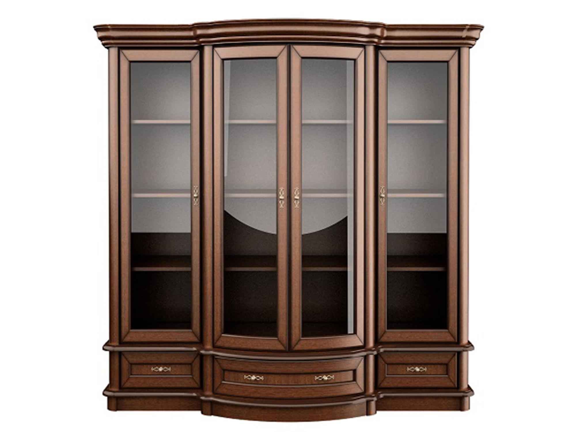 Czterodrzwiowa witryna z przeszkleniami i ciemnym fornirem Czterodrzwiowa witryna z przeszkleniami i ciemnym fornirem