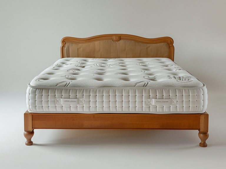 Klasyczne drewniane łóżko z materacem do rustykalnej sypialni