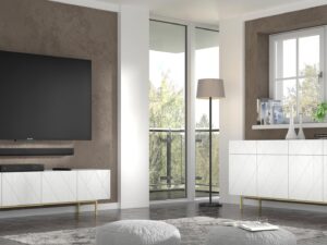 miniaturka Stojąca Szafka RTV Livio z Złotymi Nóżkami