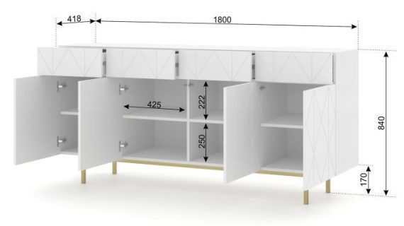 miniaturka Duża Komoda Livio z Dekoracyjnymi Frontami
