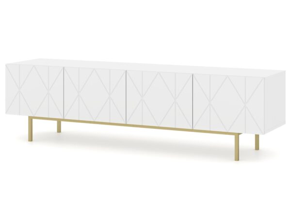 Komoda z geometrycznym wzorem i złotymi nóżkami w stylu eleganckim