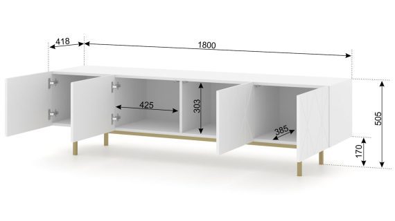 miniaturka Stojąca Szafka RTV Livio z Złotymi Nóżkami