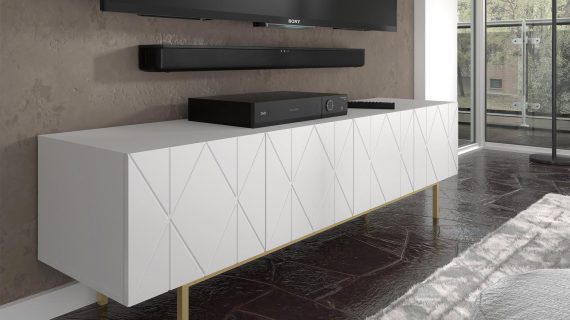 miniaturka Stojąca Szafka RTV Livio z Złotymi Nóżkami