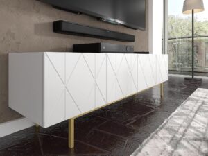 miniaturka Stojąca Szafka RTV Livio z Złotymi Nóżkami