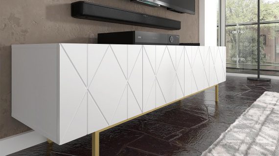 miniaturka Stojąca Szafka RTV Livio z Złotymi Nóżkami