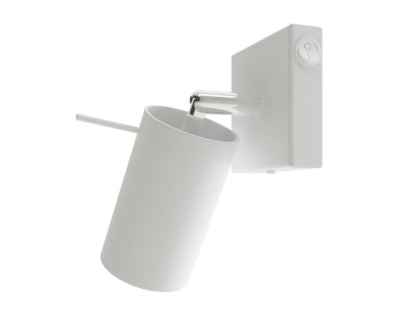 Biały kinkiet ścienny z reflektorem LED na prostokątnej bazie