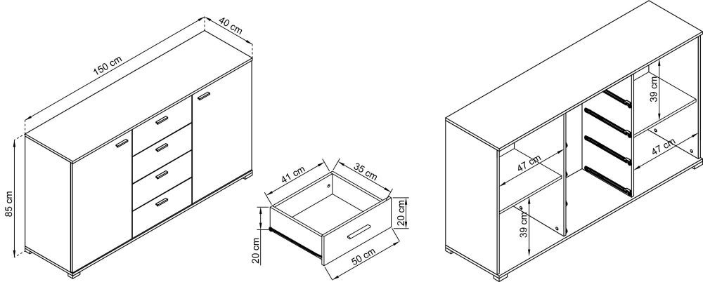 Komoda 150cm Trzy Odcienie Nowoczesności - obrazek 7