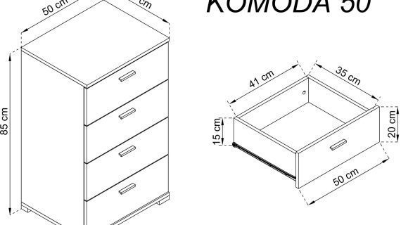 miniaturka Multifunkcyjna Komoda 50cm Wybór Różnych Odcieni