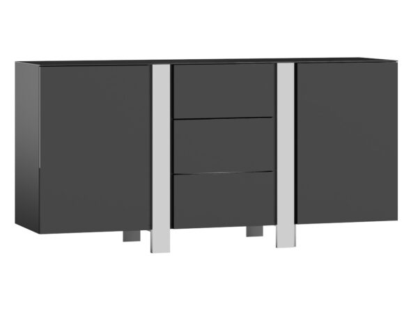 Komoda grafitowa z trzema szufladami i metalowymi nogami