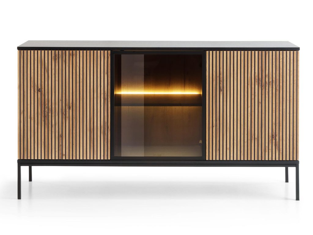 Komoda Spokój Dąb Wotan/Czarny 154cm