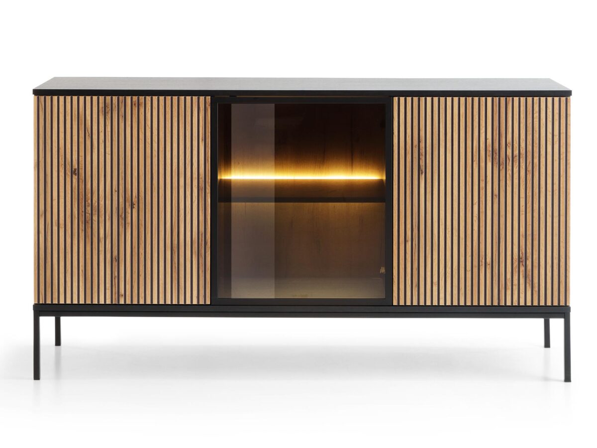 Komoda Spokój Dąb Wotan/Czarny 154cm