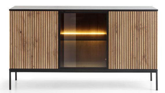 Komoda Spokój Dąb Wotan/Czarny 154cm