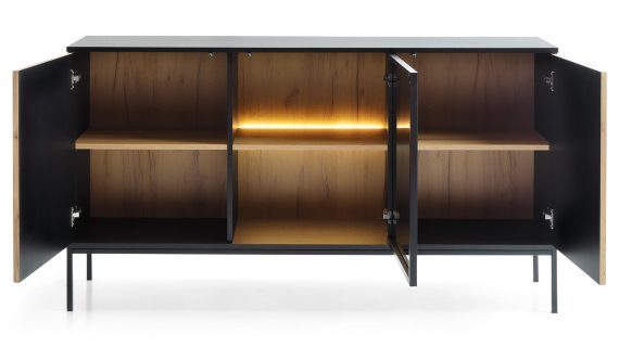 miniaturka Komoda Spokój Dąb Wotan/Czarny 154cm