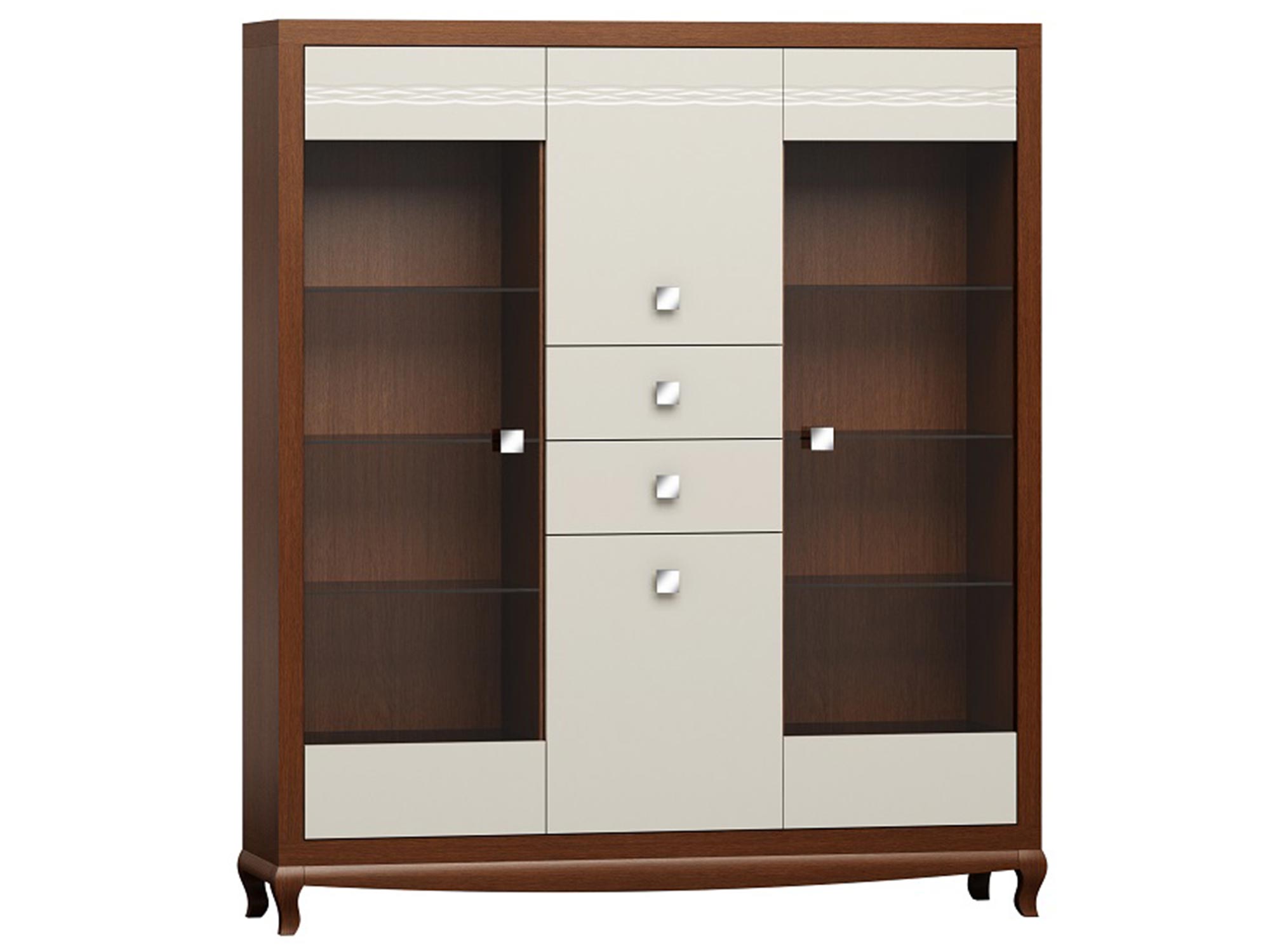 Duża witryna z białymi frontami i czterema półkami Duża witryna z białymi frontami i czterema półkami