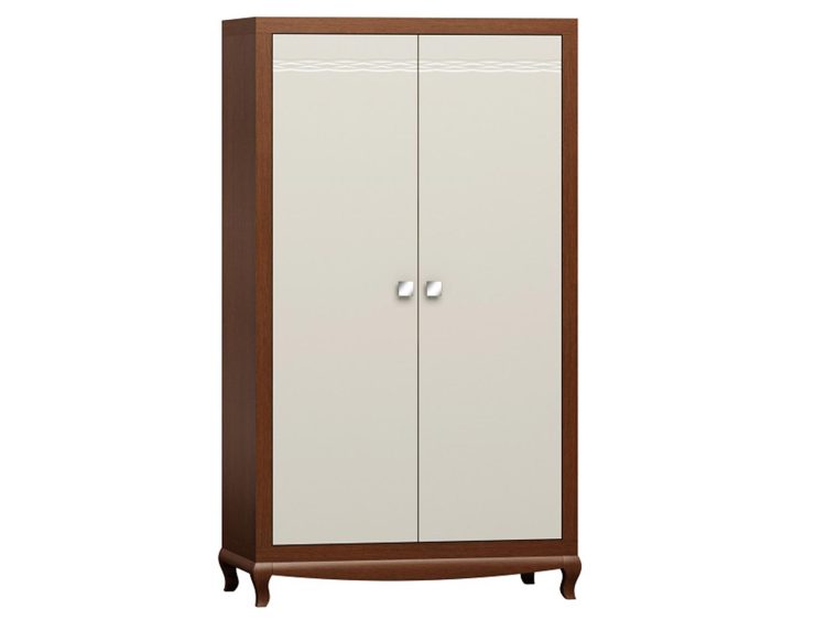 Dwudrzwiowa szafa w kolorze kremowym z drewnianymi bokami