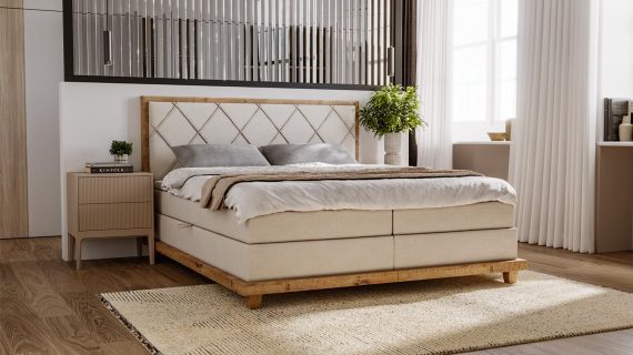 miniaturka Łóżko BEIGE Designerskie i Kontynentalne do Sypialni