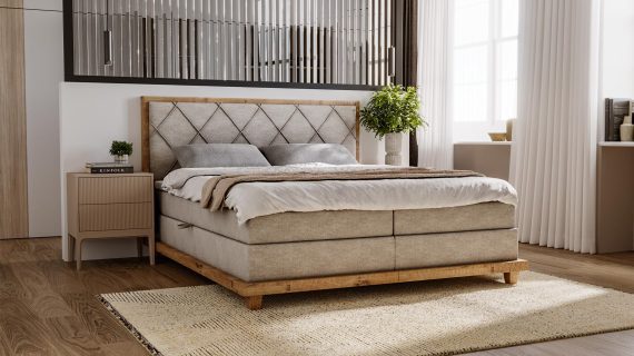 miniaturka Łóżko BEIGE Designerskie i Kontynentalne do Sypialni