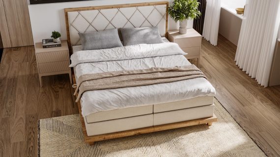 miniaturka Łóżko BEIGE Designerskie i Kontynentalne do Sypialni