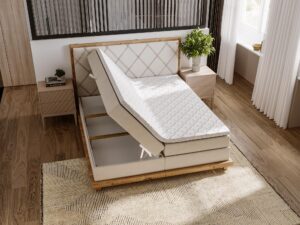 miniaturka Łóżko BEIGE Designerskie i Kontynentalne do Sypialni