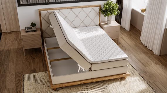 miniaturka Łóżko BEIGE Designerskie i Kontynentalne do Sypialni