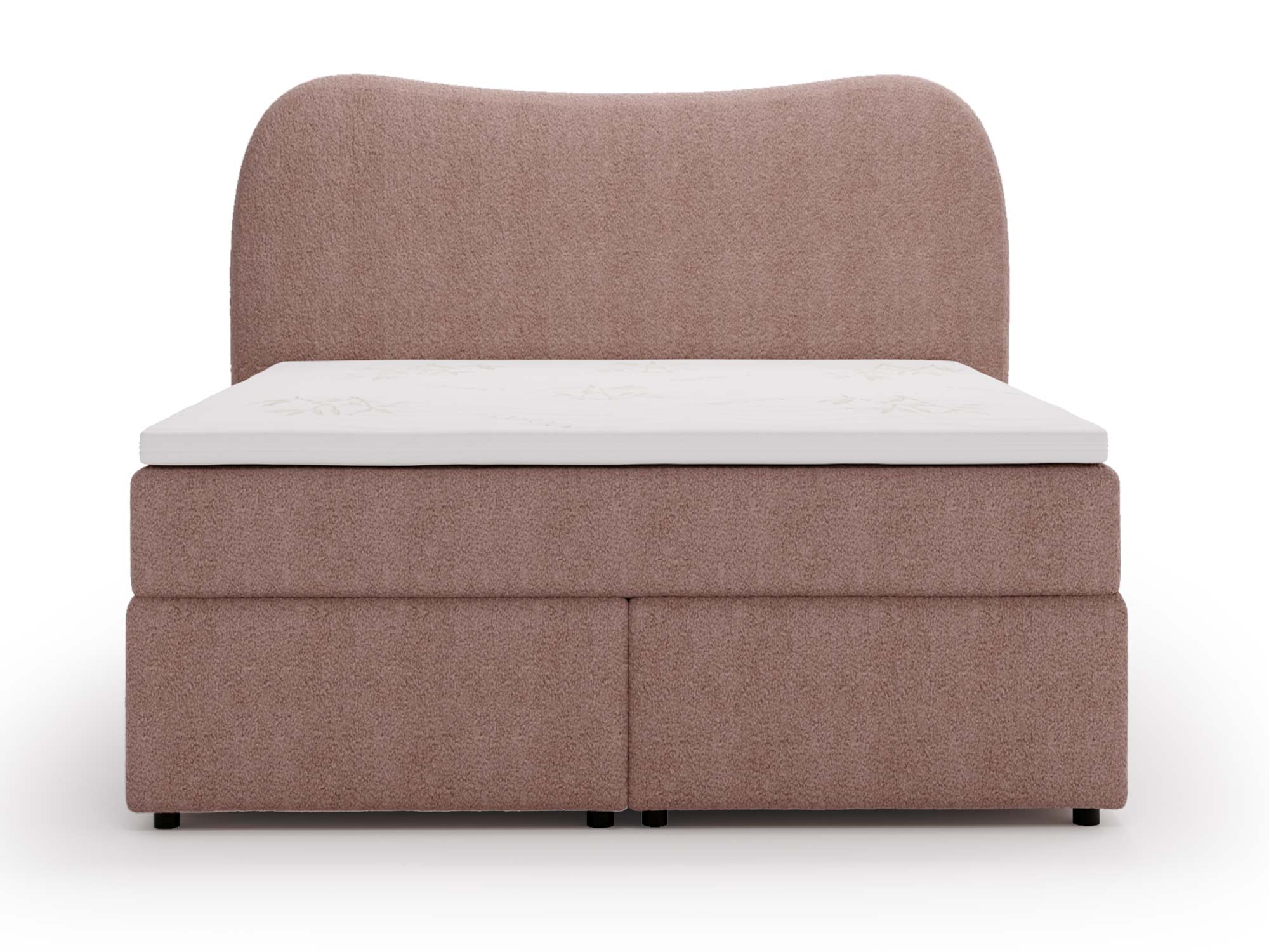 Różowe łóżko z obłym zagłówkiem i skrzynią tapicerowaną Różowe łóżko z obłym zagłówkiem i skrzynią tapicerowaną