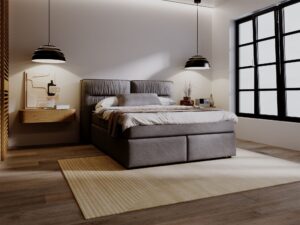 miniaturka Łóżko DOODII Grafitowe Kontynentalne do Sypialni