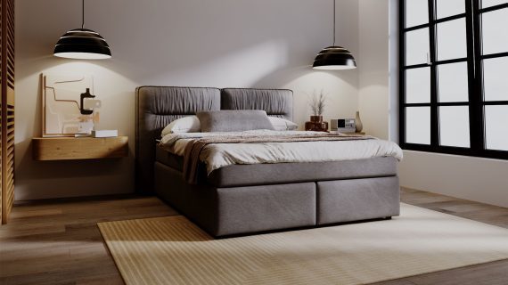 miniaturka Łóżko DOODII Grafitowe Kontynentalne do Sypialni