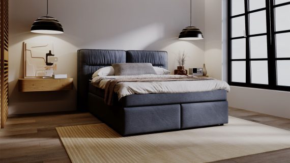 miniaturka Łóżko DOODII Grafitowe Kontynentalne do Sypialni