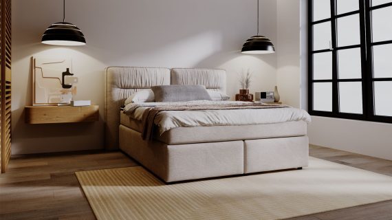 miniaturka Łóżko DOODII Grafitowe Kontynentalne do Sypialni