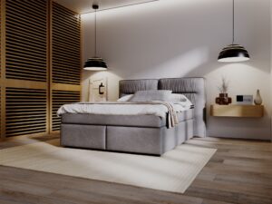 miniaturka Łóżko DOODII Grafitowe Kontynentalne do Sypialni